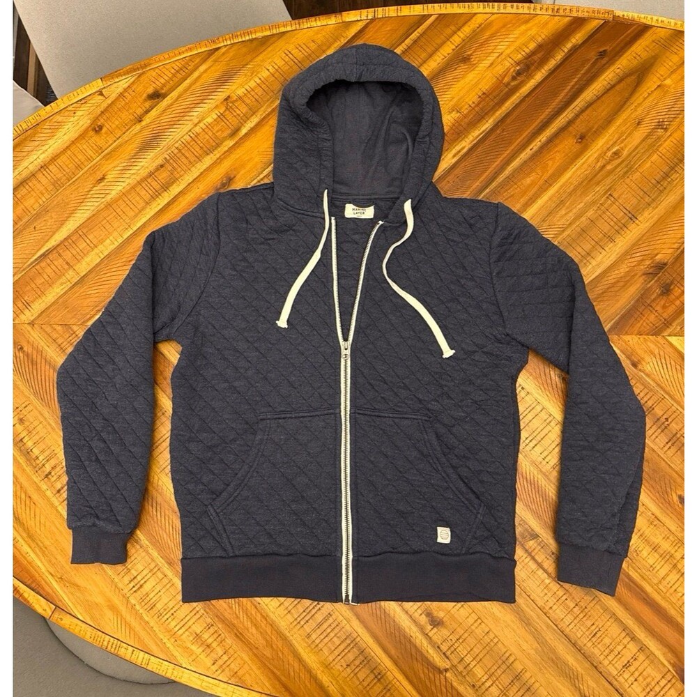 Marine Layer Navy Blue Quilted Zip-up Hoodie - men’s small